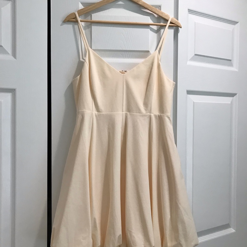 Rebecca Taylor Butter Cream Spaghetti Strap A-Line bubble hem Mini Dress
